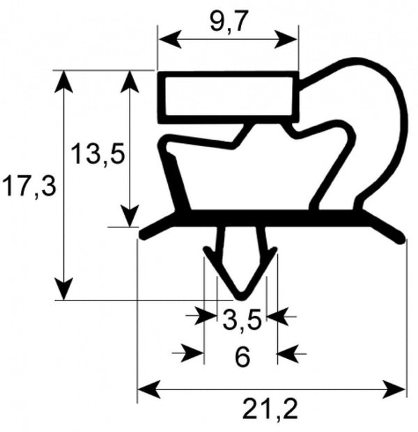 guarnizione per frigoriferi profilo 9048 lar. 627mm l 1545mm misura innesto