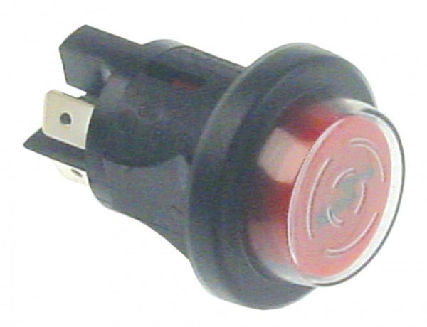 pulsante a pressione incasso diametro  25mm rosso 1no 250v 16a con mascherina accensione
