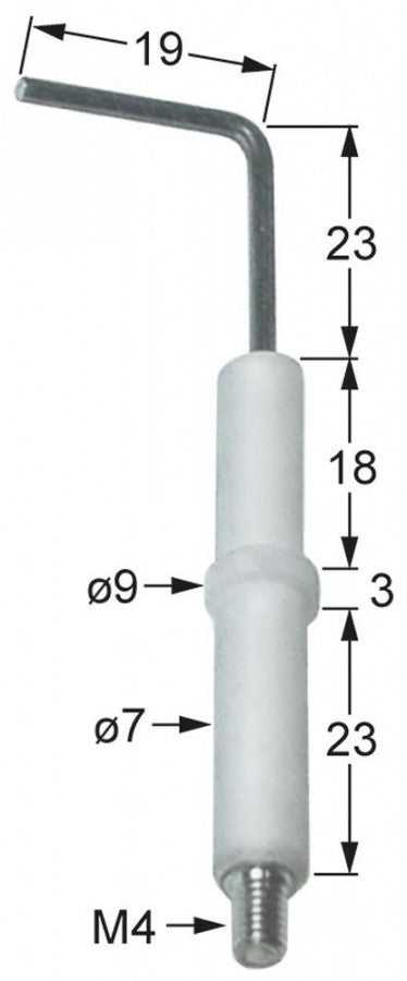 candela accensione d1 diametro  7mm d2 diametro  9mm attacco m4 l1 23mm l2 19mm lc1 18mm lc2 3mm lc3 23mm