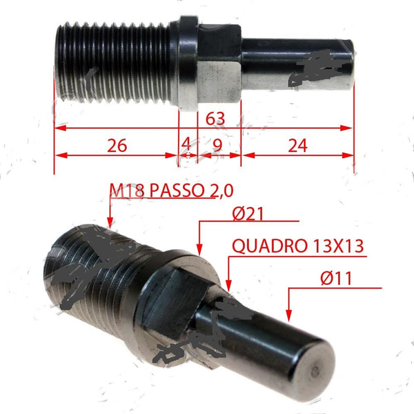 PERNO PORTA COLTELLO MARCA AGUSTONI MOD. 22 Ø FIL 18 PASSO 2 Ø FLANGIA