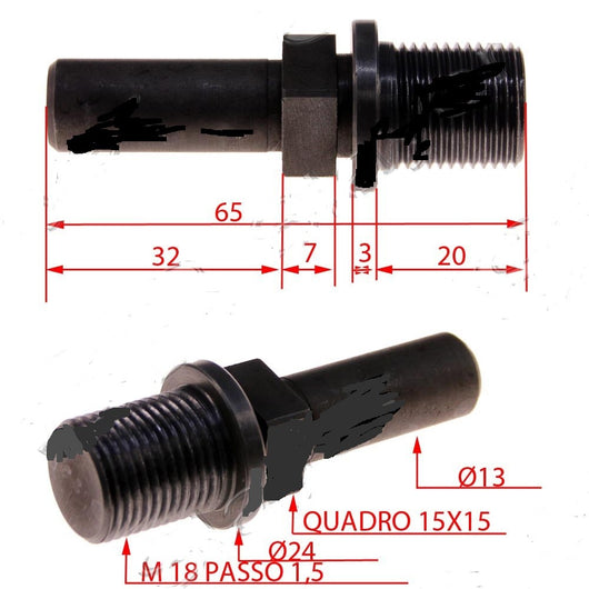 PERNO PORTA COLTELLO MARCA NSV MOD. 32 Ø FIL 18 PASSO 1.5 Ø FLANGIA