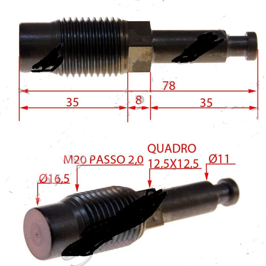 PERNO PORTA COLTELLO MARCA OMAS MOD. TS-TL22 Ø FIL 20 PASSO 2 SENZA FLANGIA