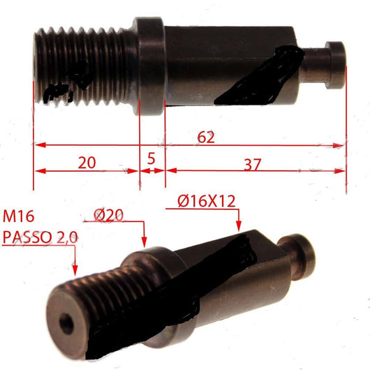 PERNO PORTA COLTELLO MARCA OMAS MOD. TS22 UNGER Ø FIL 16 PASSO 2 Ø