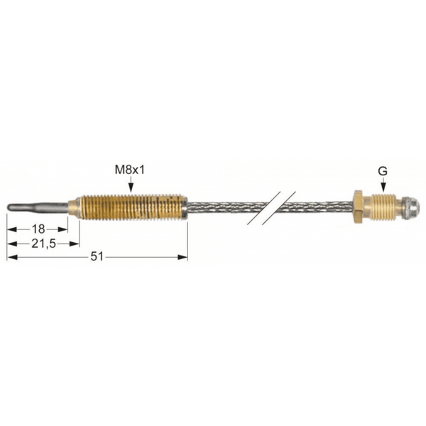 THERMOCOUPLE FLEXIBLE M8x1