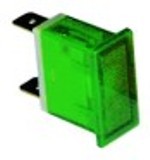 lampada spia dimensioni di montaggio 22x10mm 230v verde attacco faston maschio 6,3mm