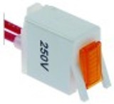 lampada spia dimensioni di montaggio 20x13mm arancione 250v attacco cavo 200mm squadrato