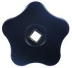 manopola a stella asse 6x6mm diametro  50mm l 18mm nero plastica