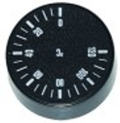 manopola termostato t. mass. 120°c 0-120°c diametro  42mm alb. diametro  6x4,6mm parte piana -135° nero