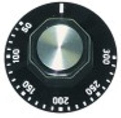manopola termostato t. mass. 300°c diametro  50mm alb. diametro  6x4,6mm parte piana superiore nero