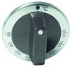 manopola termostato t. mass. 200°c diametro  63mm alb. diametro  6x4,6mm parte piana superiore argenteo