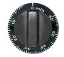 manopola timer 60min diametro  55mm alb. diametro  6x4,6mm parte piana inferiore nero