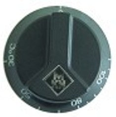 manopola termostato t. mass. 110°c diametro  65mm alb. diametro  6x4,6mm parte piana superiore nero