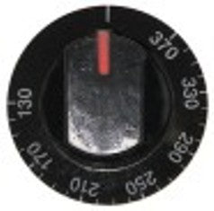 manopola termostato t. mass. 370°c diametro  64mm alb. diametro  6x4,6mm parte piana inferiore nero