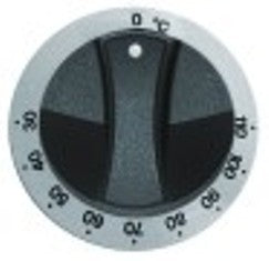 manopola termostato t. mass. 110°c diametro  77mm alb. diametro  6x4,6mm parte piana superiore bianco/nero
