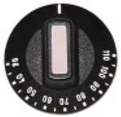 manopola termostato t. mass. 110°c diametro  50mm alb. diametro  6x4,6mm parte piana superiore nero