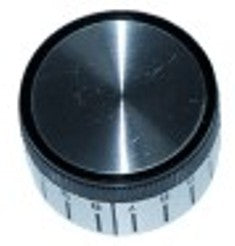 manopola termostato gas 1-10 diametro  44mm alb. diametro  8x6,5mm parte piana inferiore argenteo