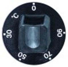 manopola termostato t. mass. 90°c campo di lavoro 30-90°c diametro  55mm alb. diametro  6x4,6mm