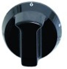 manopola termostato 1-8 diametro  52mm alb. diametro  6x4,6mm parte piana inferiore nero