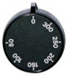 manopola termostato t. mass. 300°c diametro  45mm alb. diametro  6x4,6mm parte piana dx nero
