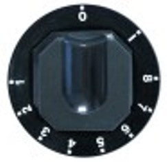 manopola regolatore di energia 1-8 + max diametro  70mm alb. diametro  6x4,6mm parte piana superiore nero