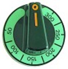 manopola termostato t. mass. 300°c diametro  60mm alb. diametro  6x4,6mm parte piana superiore