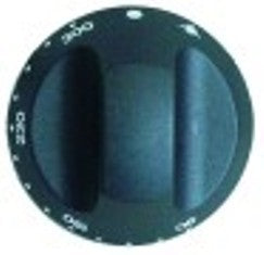 manopola termostato gas t. mass. 300°c 90-300°c diametro  67mm alb. diametro  10x8mm parte piana superiore nero