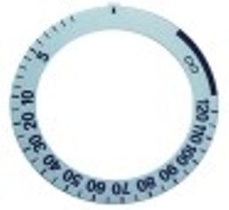 segnalino per manopola argenteo timer 120min + manuale diametro  est. 59mm int. diametro  45,5mm