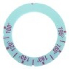 segnalino per manopola termostato t. mass. 195°c 100-195°c diametro  est. 63mm int. diametro  45,5mm argenteo/rosso