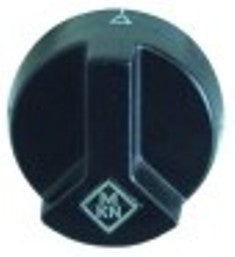 manopola termostato t. mass. 185°c diametro  53mm alb. diametro  6x4,6mm parte piana superiore nero