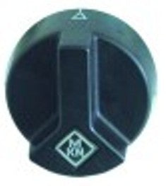 manopola termostato t. mass. 110°c diametro  53mm alb. diametro  6x4,6mm parte piana superiore nero