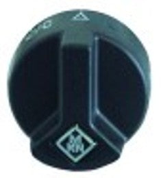 manopola termostato t. mass. 300°c diametro  52mm alb. diametro  6x4,6mm parte piana superiore nero