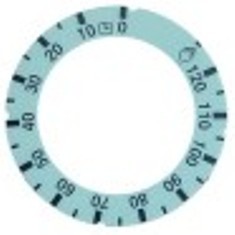 segnalino per manopola timer 120min diametro  est. 63mm int. diametro  45,5mm argenteo