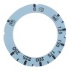 segnalino per manopola termostato gas t. mass. 250°c diametro  est. 63mm int. diametro  45,5mm argenteo