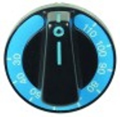 manopola termostato t. mass. 110°c diametro  60mm alb. diametro  6x4,6mm parte piana superiore nero