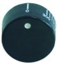 manopola termostato t. mass. 300°c diametro  40mm alb. diametro  6x4,6mm parte piana sx