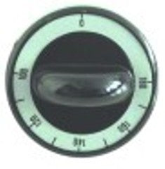 manopola termostato t. mass. 180°c diametro  62mm alb. diametro  6x4,6mm parte piana superiore nero