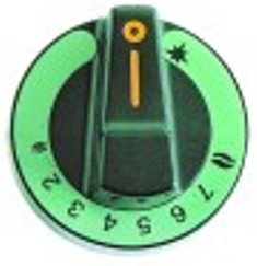 manopola termostato gas 1-8 diametro  75mm alb. diametro  10x8mm parte piana superiore nero