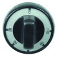 manopola termostato t. mass. 110°c diametro  75mm alb. diametro  6x4,6mm parte piana superiore nero