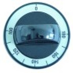 manopola termostato t. mass. 180°c diametro  60mm alb. diametro  6x4,6mm parte piana superiore nero