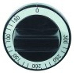 manopola termostato t. mass. 300°c diametro  60mm alb. diametro  6x4,6mm parte piana superiore nero