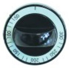 manopola termostato t. mass. 300°c diametro  60mm alb. diametro  6x4,6mm parte piana superiore nero