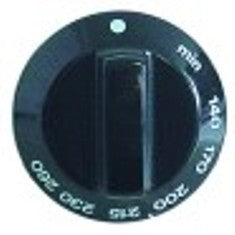 manopola termostato gas t. mass. 260°c diametro  60mm alb. diametro  8x6,5mm parte piana inferiore nero