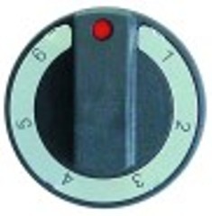 manopola interruttore 7 posizioni diametro  65mm alb. diametro  6x4,6mm parte piana superiore nero