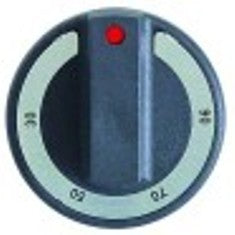manopola termostato t. mass. 90°c diametro  77mm alb. diametro  6x4,6mm parte piana superiore nero