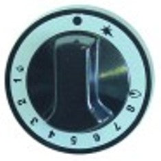 manopola termostato gas 1-8 diametro  72mm alb. diametro  10x8mm parte piana inferiore nero