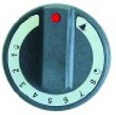 manopola termostato gas 1-8 diametro  77mm alb. diametro  10x8mm parte piana inferiore nero