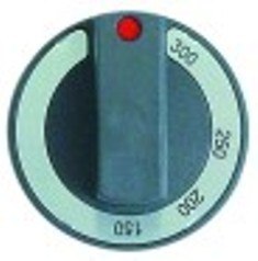 manopola termostato t. mass. 300°c diametro  65mm alb. diametro  6x4,6mm parte piana superiore nero