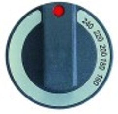 manopola termostato t. mass. 240°c diametro  65mm alb. diametro  6x4,6mm parte piana superiore nero