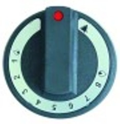 manopola termostato gas 1-8 diametro  77mm alb. diametro  10x8mm parte piana sx nero