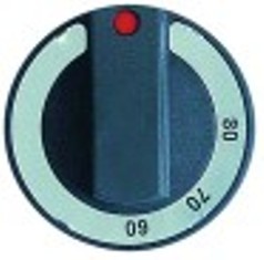 manopola termostato t. mass. 80°c diametro  65mm alb. diametro  6x4,6mm parte piana inferiore nero